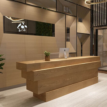 复古工业风吧台桌服装店理发店简约收银台公司前台桌接待台 原木色 80