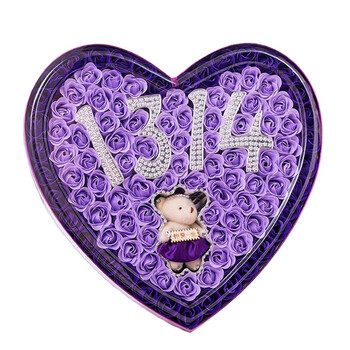 phialee 心形肥皂香皂玫瑰花束礼盒 生日礼物女生情人节礼品 1314紫色