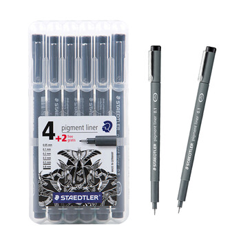 施德楼（STAEDTLER）针管笔勾线笔6支套装 纤维头耐擦防水直液签字笔 美术绘图描线速干笔308SB6P