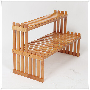 阳台多肉花架子多层绿萝木质花盆架 篱笆款桌面花架长47*宽20