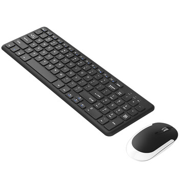 B.O.W航世 HW156S 超薄便携无线键盘鼠标套装  静音电脑办公家用通用键盘鼠标 黑色