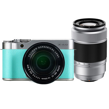 富士(fujifilm)xa10 微单 数码相机 自拍照像机 薄荷绿16-50 50-230双