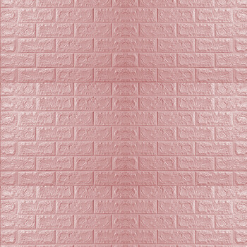 墨斗鱼 防撞墙贴 砖纹70*77cm浅粉色2760 防水隔热加厚3d立体墙纸儿童