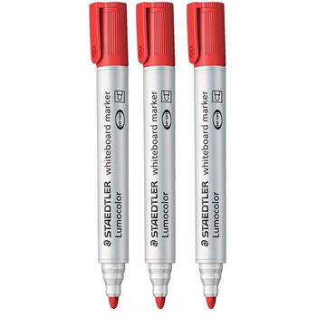施德楼(STAEDTLER)可擦白板笔 2mm防干型彩色记号笔 办公用品会议笔-红色3支装351-2 施德楼(STAEDTLER)可擦白板笔 2mm防干型彩色记号笔 办公用品会议笔-红色3支装351-2
