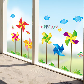 创意幼儿园贴画双面防水防晒窗户玻璃贴卡通玻璃贴纸窗贴墙贴门贴 r款
