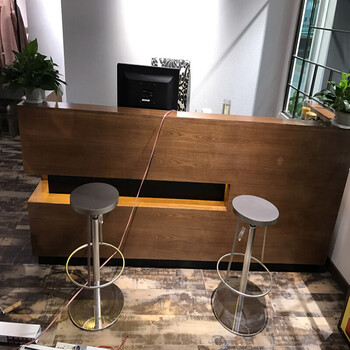 工业风复古收银台柜台服装店理发店吧台桌公司前台接待台带灯转角