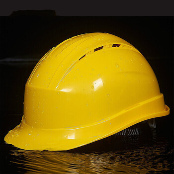 高强度德式安全帽工地施工建筑工程领导监理透气安全头盔印字 黄色
