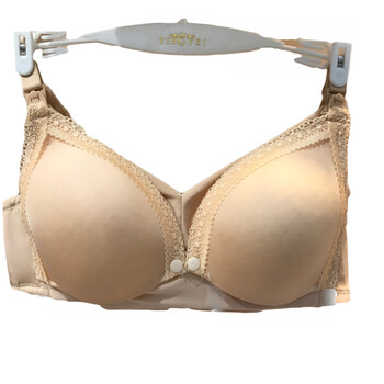 孕妇内衣无钢圈上开扣薄模杯聚拢下垂哺乳文胸喂奶胸罩 肤色 80c