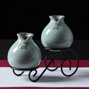 花器龙泉青瓷现代简约居客厅装饰摆件工艺品小清新创意陶瓷花瓶 新款