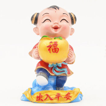 创意礼品 石湾公仔 彩塑 中国梦娃泥塑泥人手工工艺品摆件陶瓷娃娃