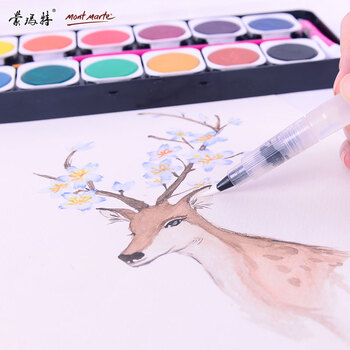 蒙玛特(Mont Marte)自来水笔 水彩笔中号水彩颜料画笔固体水彩套装画画笔 软头储水毛笔美术绘画笔MPB0096美术写生