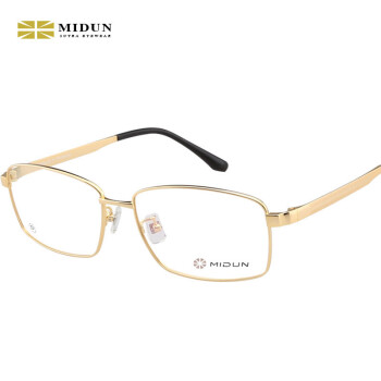 米顿全框纯钛眼镜架 大脸商务眼镜框近视眼镜男款方框配镜 172019 金色-A1
