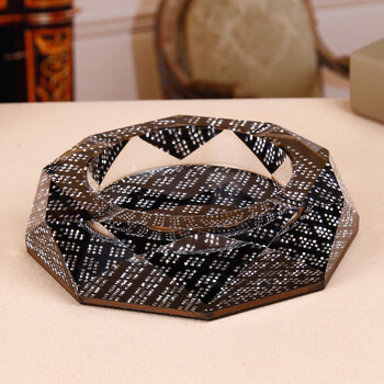 室书房用创意个性潮流多功能水晶玻璃烟缸 镶钻 18 厘米八角菱形烟缸