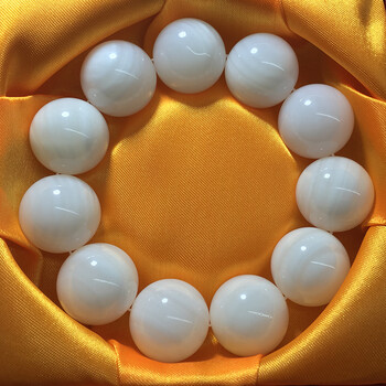 0手串白色10m12mm16mm男女佛珠玉化手链饰品 20mm11颗【玉化微瑕】