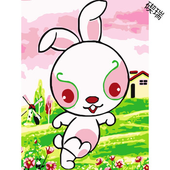 儿童数字油画diy动漫卡通油彩画现代简约手工绘画动物人物填色画 金色