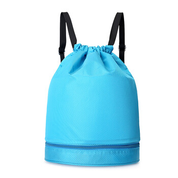 游泳包干湿分离女包束口袋抽绳男儿童泳衣收纳袋背包游泳装备 浅蓝