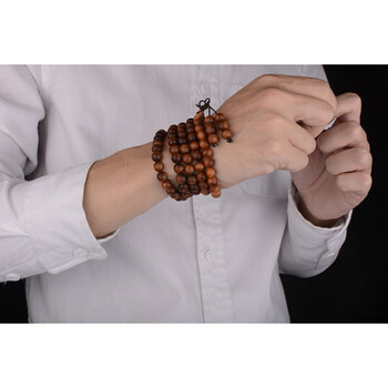 崖柏手串老料黑油男士文玩原木佛珠细长无疤支持刻字 圆珠 6mm x 108