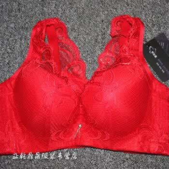 五排扣文胸罩全罩杯大码罩杯背心式调整型聚拢上托内衣收副乳 红色