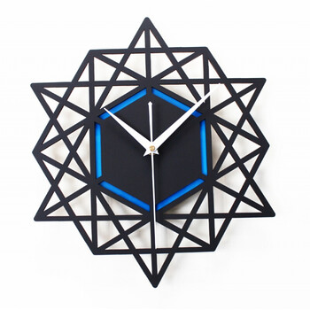 时尚创意多边形几何图形挂钟简约石英钟墙面挂表多边五角形静音 黑