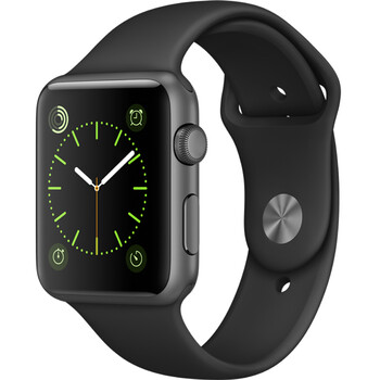 Apple Watch Sport 智能手表(42毫米深空灰色铝金属表壳搭配黑色运动型表带 MJ3T2CH/A）