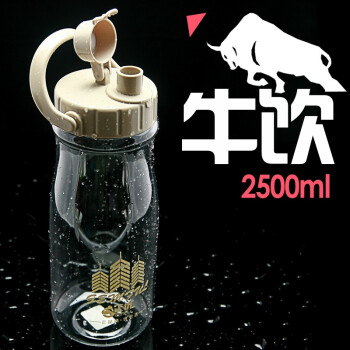 
                                        正优超大容量户外运动水壶太空杯 117/118学生塑料杯手提便携防漏水杯子 咖啡色 117-2500毫升                