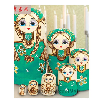 进口 无甲醛味 椴木 手绘俄罗斯套娃7层