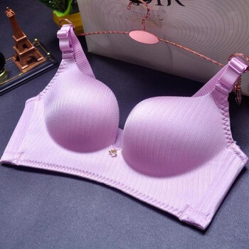 竖拉丝光面按摩珠无痕内衣舒适聚拢调整型nb无钢圈文胸 紫色 85c