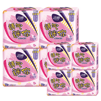 洁婷(ladycare) 卫生巾迷你棉柔12片180mm卫生巾 4包装(买1送1)_ 4