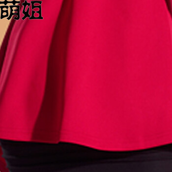 
                                        萌姐2017春装新款女装两件套连衣裙子开衫外套风衣 HC466 红色 M                