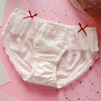 3日本日系甜美洛丽塔可爱性感蕾丝仙纯棉白色内裤少女心胖次 洛丽塔