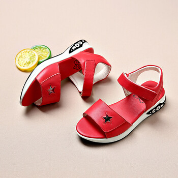 韩版夏季宝宝小女孩中大童包头儿童公主鞋女sn8060 2065红色(真皮) 34