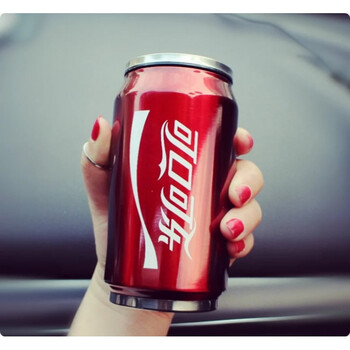 不锈钢保温杯学生水杯时尚吸管杯子易拉罐杯子 可口可乐350ml(送杯刷)