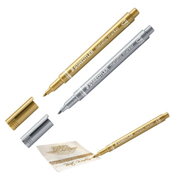 施德楼（STAEDTLER）金属色记号笔 红色1-2mm速干勾线马克笔 学生手账贺卡请帖签名笔单支装8323-232