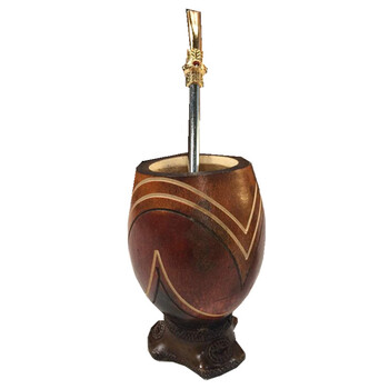 巴西进口马黛茶专用杯 手工葫芦杯 马黛茶饮具 含吸管 栗色 coco