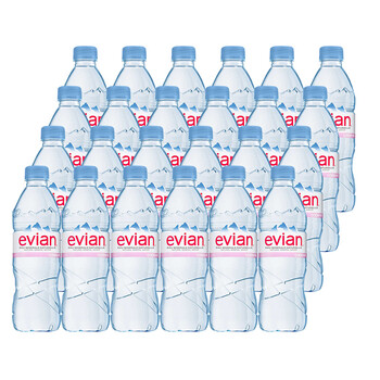 依云（evian）法国原装进口天然矿泉水500mlx24瓶(软瓶)饮用水新老包装随机发货