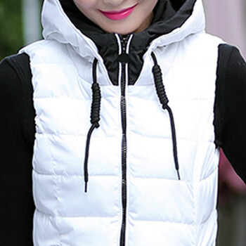卡拜妮 2015秋冬新款马甲女韩版修身显瘦轻薄羽绒服连帽棉服短款外套女 白色 XXL