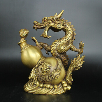 纯铜龙摆件黄铜福禄龙家居办公室装饰催官运铜生肖龙工艺品