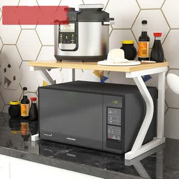 微波炉架简约双层置物架子2层收纳架烤箱储物简易落地架厨房用品 白架