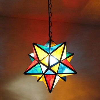 吊灯美式个性吧台灯北欧过道灯走廊灯欧式餐厅灯具 30厘米五彩透明送