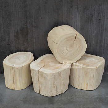 木桩树桩实木墩子圆凳原木凳树墩底座创意换鞋凳旧木头凳子茶几凳 高