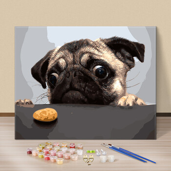 2018新款diy数字油画油彩画 客厅动物系列手绘数码填色装饰画 可爱