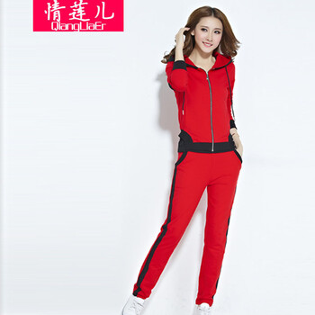 情莲儿 2015新款春夏时尚运动套装学生运动服休闲女士修身三件套卫衣秋 黄色 XXL
