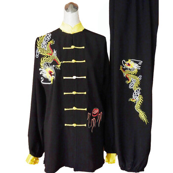 嘉远航 太极服男女春秋长袖武术表演服装刺绣龙凤情侣装练功服中老年