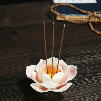 陶瓷莲花荷花牡丹香插香炉线香座香薰点香器檀香沉香家居造景摆件