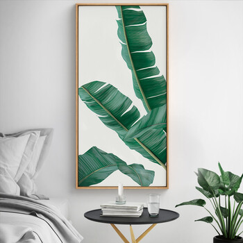 走廊玄关走道过道客厅装饰画现代简约竖版挂壁画墙画sn6670 芭蕉叶