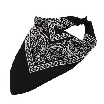 方巾复古腰果花街舞头巾嘻哈发带棉巾定制logo音乐节活动景区品 黑色