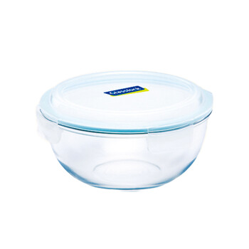 glasslock 进口纳热钢化玻璃带盖水果沙拉碗大号家用圆形透明汤碗