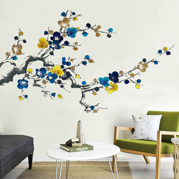 中国风墙贴自粘墙贴防水贴纸客厅装饰墙贴梅花贴画沙发背景墙壁画