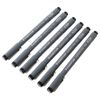 施德楼（STAEDTLER）针管笔勾线笔6支套装 纤维头耐擦防水直液签字笔 美术绘图描线速干笔308SB6P
