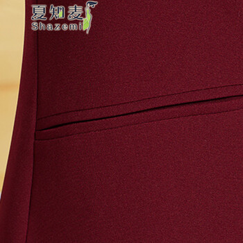 夏知麦 长袖纯色气质OL外套风衣    NR-6046 酒红色 XXXL